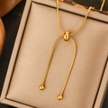 Gold Adjustable Slide Bead Snake Chain Necklace