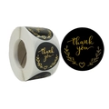 Pink and gold heart 'Thank You' stickers in a roll, perfect for gift packaging and envelopes - Black Gold Handwritten Thank you