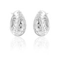 Irregular liquid lava metal heart earrings in silver finish with pebbled texture - Silver XLEH013-1 (Hammered Hoop)
