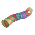 Rainbow striped collapsible small pet tunnel toy with three exit holes for hamsters - Small Rainbow S-Tunnel