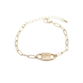 Bracciale a catena a graffetta dorata con ciondolo a croce in zircone per uomini - Ciondolo a croce / Oro
