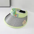 Green dinosaur sun visor for kids with UV-sensitive color-changing brim and solar fan - UV Color Changing / Color Changing-Green Dragon