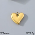 Polished golden heart pendant 14mm in stainless steel for jewelry making - Style 1 Smooth (KLJ9180-Z) / Gold