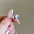 Sparkling zircon geometric round ear cuff with silver finish for non-pierced ears - Ear Clip - Silver