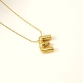 Golden 3D balloon letter E pendant necklace with polished finish and fine chain - Letter E(S-P062-E)