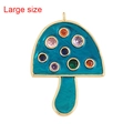 Large size mushroom pendant in teal enamel with multi-colored crystals and gold plating - L245104-Blue Mushroom Large Size