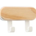 Percha de pared moderna en madera y blanco con doble gancho en J para almacenaje - Gancho doble / Blanco