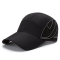 Breathable quick-dry black baseball cap for outdoor sports with reflective side patterns - Adjustable / Black