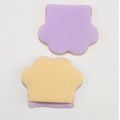 Cat paw shaped facial sponges in purple and yellow-orange for deep makeup removal - XL Cat Paw Cleansing Puff / Wisteria Purple Yellow