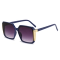 Square oversized sunglasses in dark blue frame with purple gradient lenses for women - One Size / Blue Frame Gradient Grey Lens