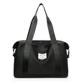Large black Oxford cloth travel bag with expandable design for gym and fitness storage - Black