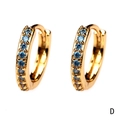 Elegant 18K gold plated hoop earrings featuring sparkling blue cubic zirconia stones - Blue