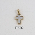 Minimalist 24K gold plated stainless steel cross pendant with white mother of pearl inlay - PZ02-Shell Cross / Gold