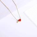 Chic golden necklace with a sweet red heart and vertical bar pendant for women - Heart Letter Necklace I