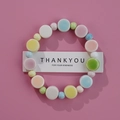 Multicolor Jingdezhen ceramic beaded bracelet with Thank You card on pink background - 1586-18 Candy Color Strings