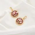 Ciondolo stile Monet con loto smaltato e perla naturale, diametro di 23,3 mm circa - Stile 2 Ciondolo Perla Loto Rosso