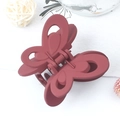 Elegant matte burgundy butterfly hair claw clip with cutout design on white background - Burgundy