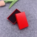 Red cardboard jewelry gift box with diamond texture for rings and earrings storage - Red
