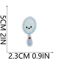 Mini tennis racket embroidered patch detail showing blue cartoon design and dimensions - Tennis Racket Style (6)