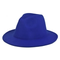 Close-up of royal blue wool fedora hat showing clean flat stitched brim and felt texture - Adult 56-60cm / Thickened and Hardened / Sapphire Blue