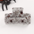 Silberner Glitzer-Haarclip mit schwarzem Spinnennetz und roter Spinne für Halloween - Silber Glitzer Rote Perle Spinne