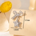Eleganti orecchini a perno in argento con stella, fiocco e zirconi scintillanti - Pezzo Singolo Lato Sinistro (A287)