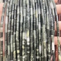 Polished 4x13mm natural green spotted stone tube beads for DIY jewelry making - 4x13mm Tube/Strand / Natural Unakite