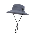 Dark grey waterproof sun hat with wide brim, chin strap, and built-in compass for fishing - Gray
