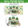St. Patrick's Day cat wall stickers with lucky shamrocks and gold coins, set of 44 pieces - Three Cats Gold Coins Style (UV26Y80188T_R) / 60*30cm