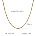 Detail of 18k gold plated stainless steel mesh chain showing 0.21cm width and texture - Gold Fine Woven Chain (HC-N40318) / Length 51+5cm/Width 0.21cm