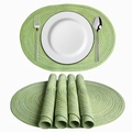 Grüne ovale Platzsets aus Baumwolle im 4er-Set hitzebeständig für die Tischdekoration - 45x30cm / Fruchtgrün