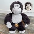 Plush gorilla stuffed animal with black nostrils and soft brown fur, 25cm sitting height - NICI Gorilla Star Dark Grey