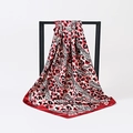 Elegant 90x90cm satin square scarf featuring red and black leopard print with red borders - Red White Black Leopard (No.25)