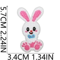 Detail view of Easter bunny embroidery patch showing 5.7x3.4cm size dimensions - Rabbit with Bow