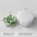White cactus succulent silicone mold and a finished green wax candle with dimensions - Succulent H-0567