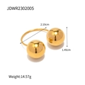 Golden stainless steel open ring with two large spherical beads and 1.45cm diameter balls - Gold Style (JDWR2302005)