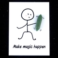 Green Aventurine crystal hexagonal column on a healing card with Make magic happen text - Green Aventurine
