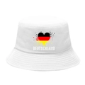 White bucket hat featuring a heart-shaped German flag print and Deutschland text - M / 9# Splatter Heart - White