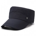 Black quick-dry cadet cap for men with a flat top and side metal shield emblem - Adjustable / Navy Blue