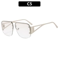 Champagne gold semi-rimless aviator glasses with geometric cut-out C5 variant - Silver Frame Gradient Silver Lens