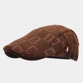 Béret rétro marron en maille texturée pour hommes et femmes avec boucle ajustable - Réglable / café
