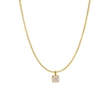 Minimalist gold necklace featuring a round iridescent stone pendant on a delicate chain - June