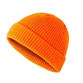 Bonnet en tricot côtelé orange vif pour hommes et femmes, bonnet d'hiver chaud et doux - Orange