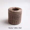 Mocha brown raffia paper ribbon roll 200m for DIY gift wrapping and handmade weaving - 200m/Roll / Mocha