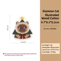 Siamese cat pattern wood pulp cotton cleaning sponge, absorbent 9.7x8.5cm dishwashing pad - Illustrated Siamese Cat