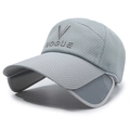 Grey mesh baseball cap with VOGUE embroidery and retractable sunshade brim - Light Gray