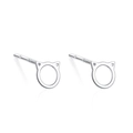 Cute S999 sterling silver cat stud earrings for women with a minimalist polished finish - Hollow Cat Studs
