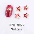 Détails de charmes à ongles étoile dorée et strass rouges 9x10mm sur ongle rouge - Double Étoile (AH56)