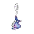 Gradient heart pendant with blue-purple glitter mermaid tail and multicolor zircons - Starry Heart Mermaid Tail Pendant (1468)