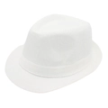 Detalle de sombrero fedora de paja blanca trenzada con cinta blanca a juego - M (56-58cm) / Blanco